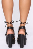 Not My Problem Heeled Sandals - Black/Black