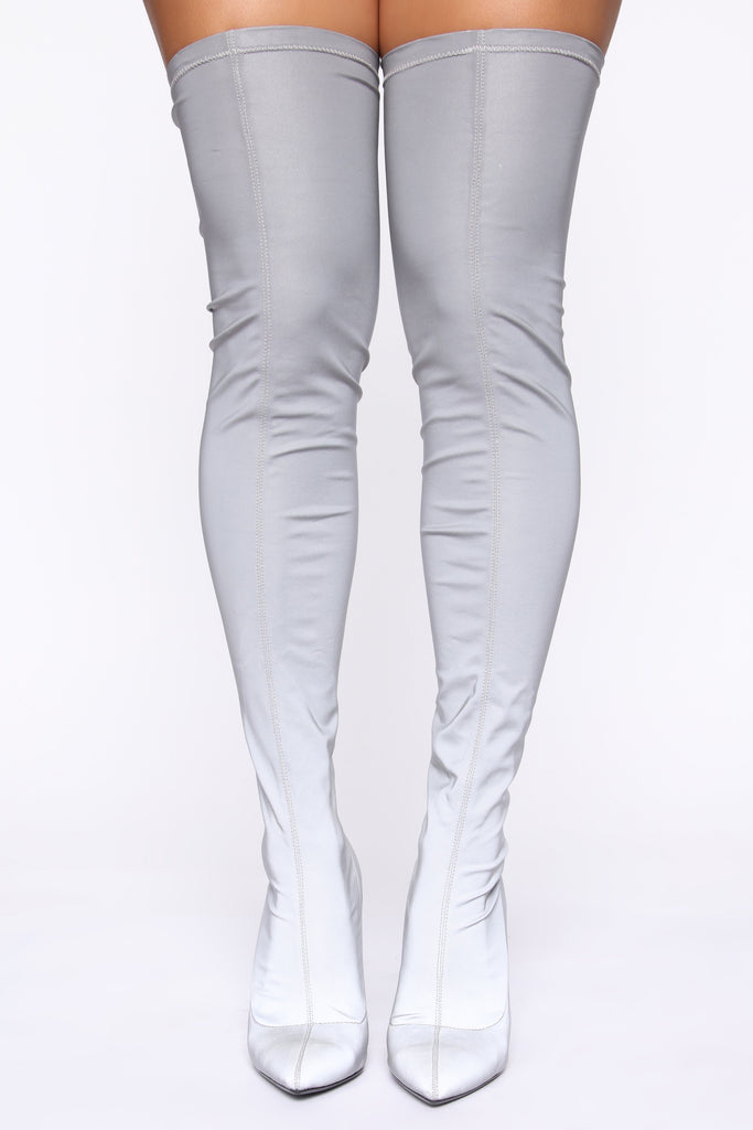Not My Problem Reflective Heeled Boots - Silver