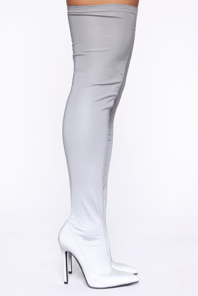 Not My Problem Reflective Heeled Boots - Silver