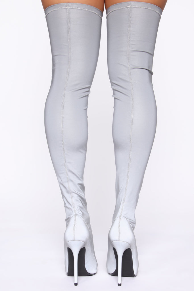 Not My Problem Reflective Heeled Boots - Silver