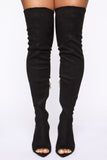 Take A Good Look Heeled Boots - Black