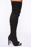 Take A Good Look Heeled Boots - Black
