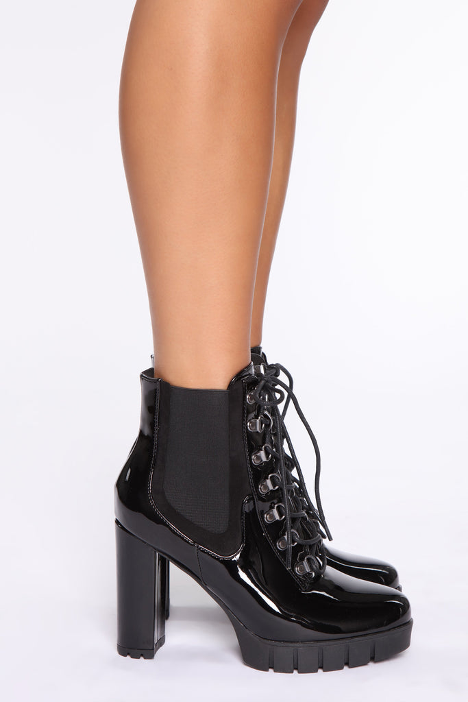 Did It My Way Patent Booties - Black Patent