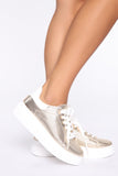 Lace Me Up Sneakers - Gold
