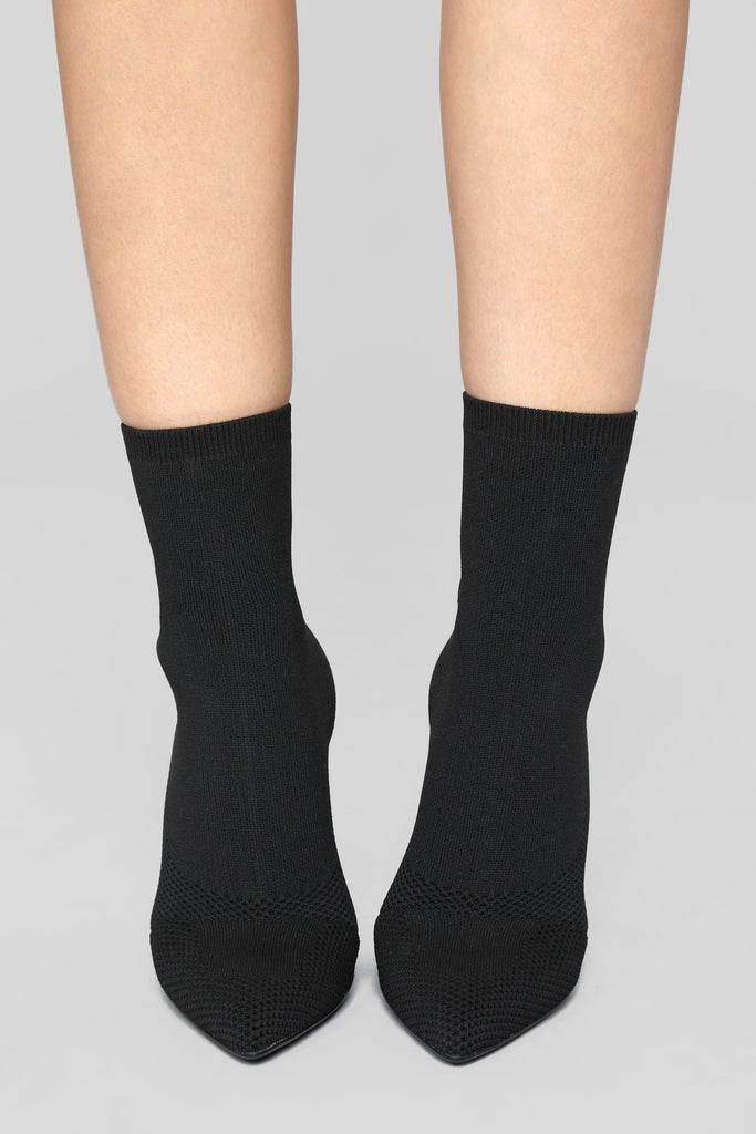I'm In Knit Heeled Booties - Black