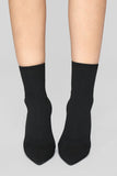 I'm In Knit Heeled Booties - Black