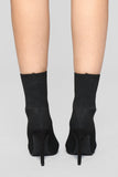 I'm In Knit Heeled Booties - Black