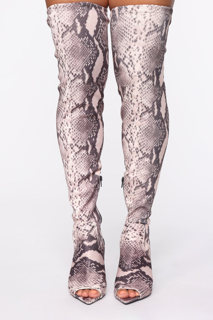 Famously Over The Knee Heeled Boot - Snake