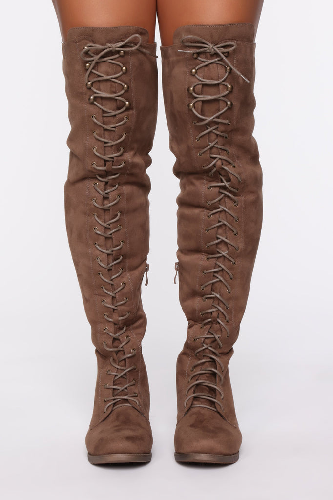 Tall Talk Flat Boot - Taupe