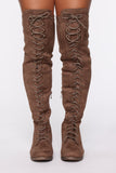 Tall Talk Flat Boot - Taupe
