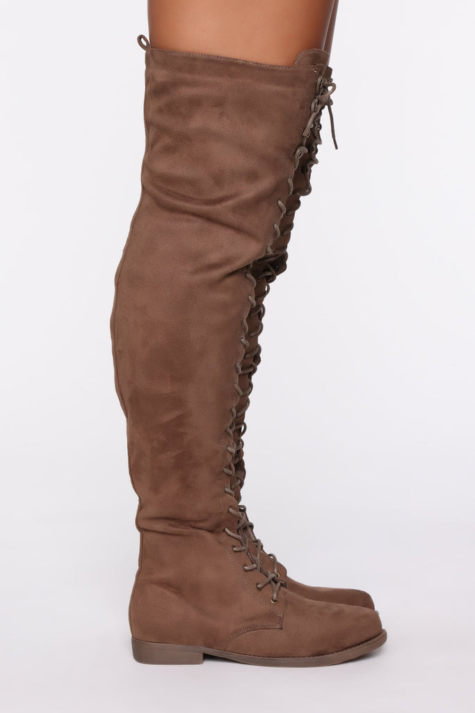 Tall Talk Flat Boot - Taupe
