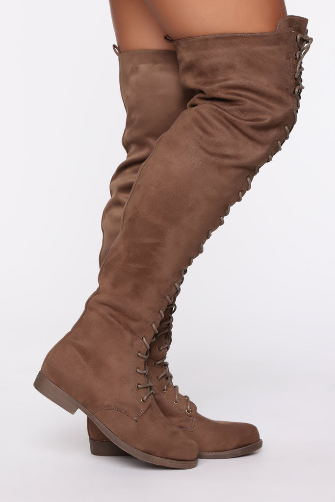 Tall Talk Flat Boot - Taupe