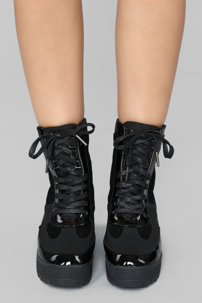 On What Grounds Platform Bootie - Black