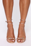 Lucky Me Heeled Sandals - RoseGold Snake