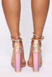 Lucky Me Heeled Sandals - RoseGold Snake