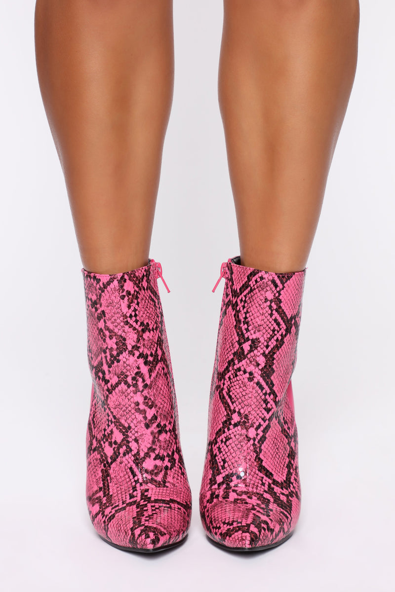 Whatever You Like Booties - Fuchsia Snake