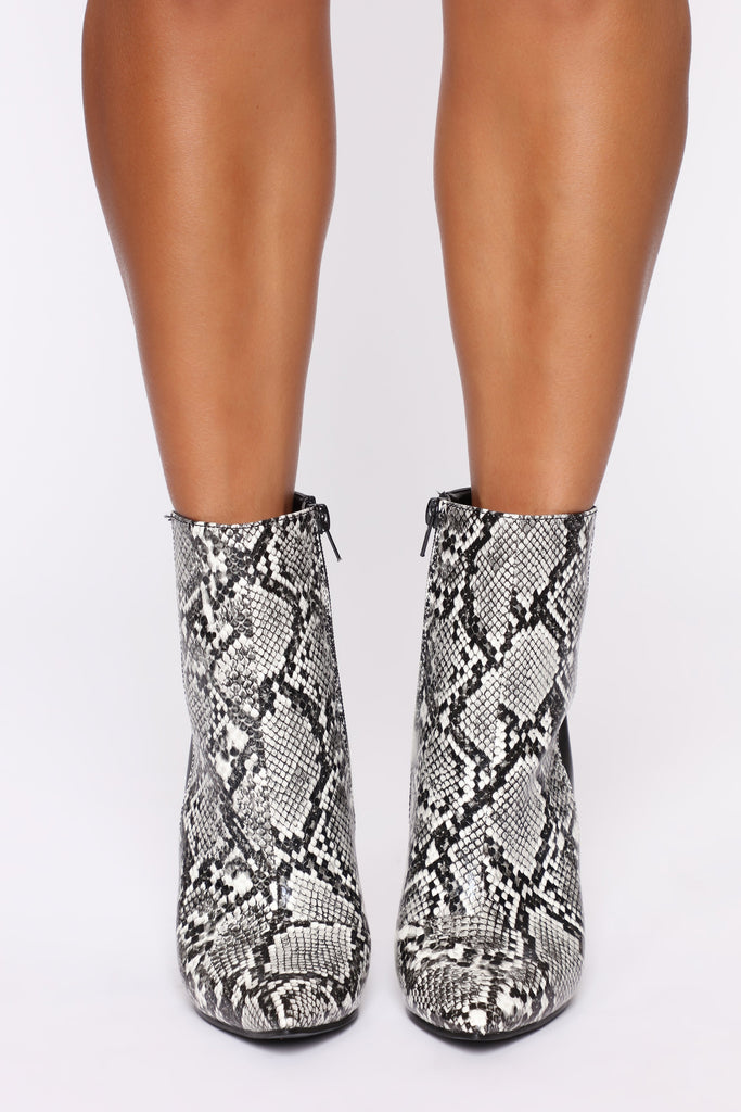 Whatever You Like Booties - Black/White Snake