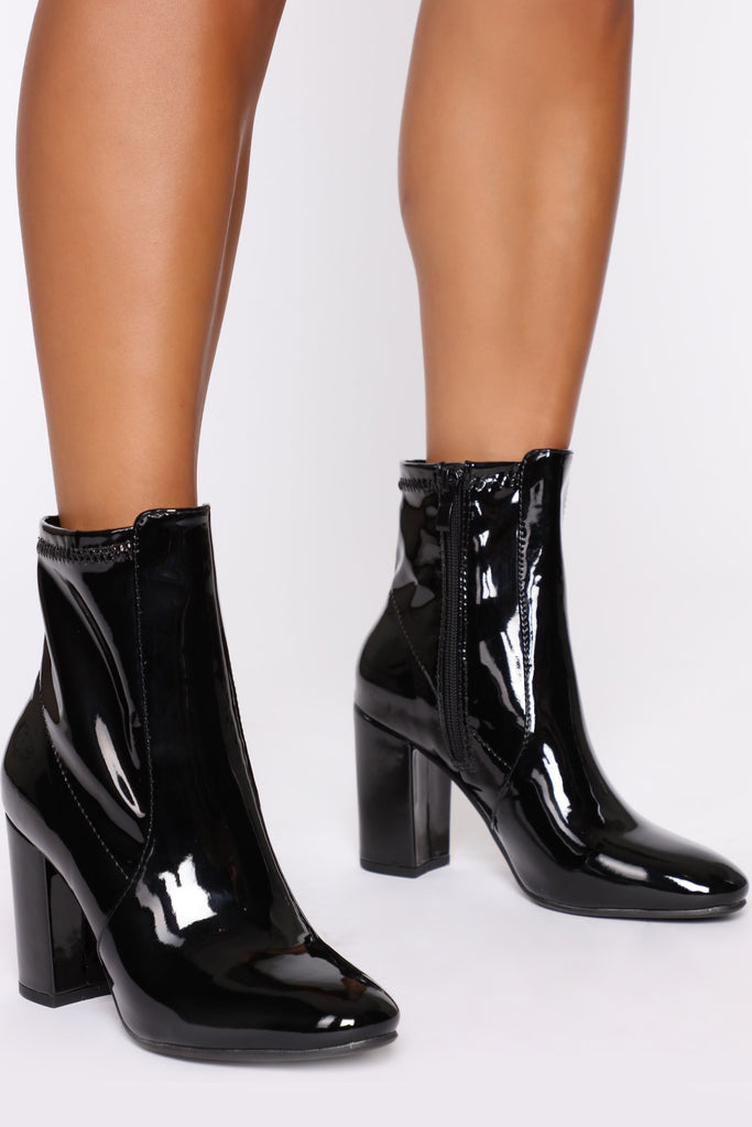Rule Breaker Booties - Black Patent
