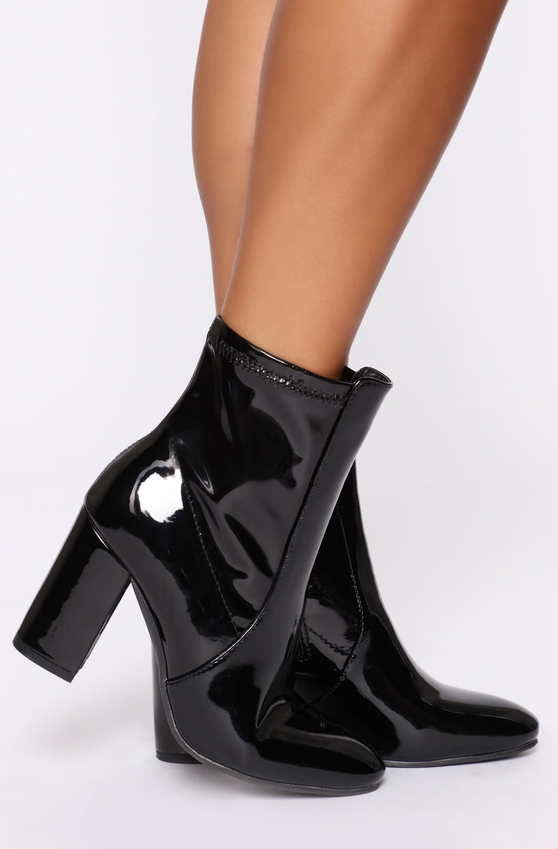 Rule Breaker Booties - Black Patent