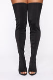 Peep This Way Heeled Boots - Black