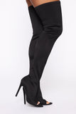 Peep This Way Heeled Boots - Black