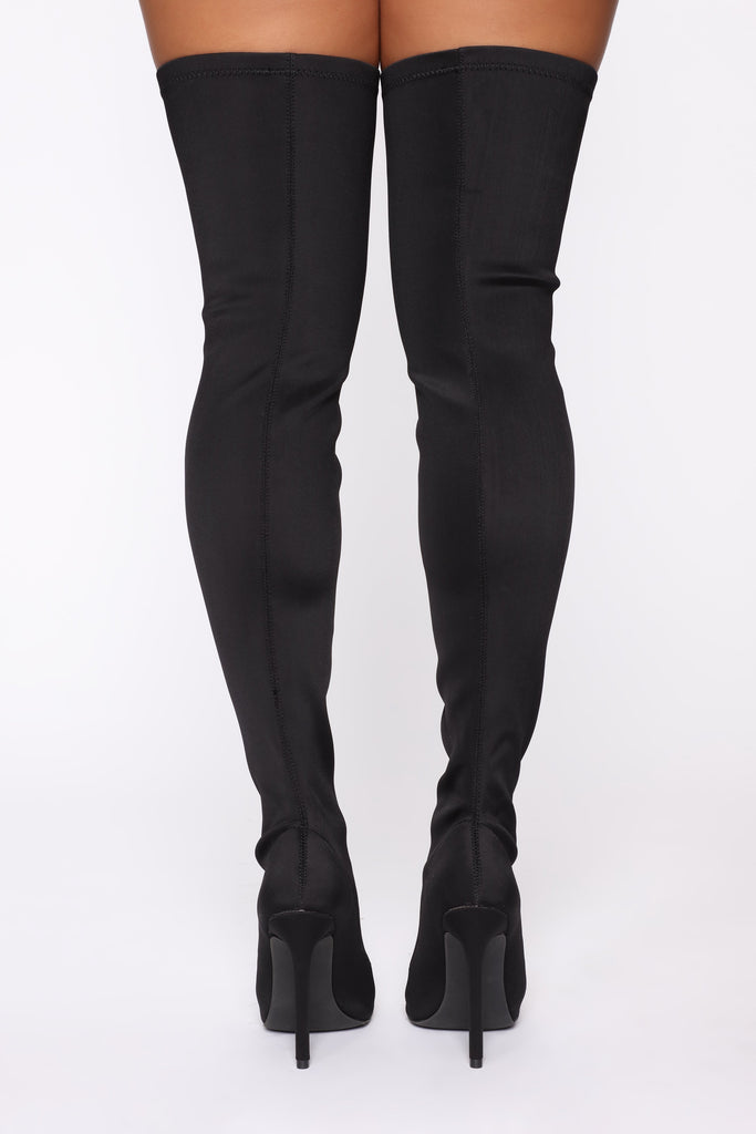 Peep This Way Heeled Boots - Black