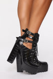 Higher Up Booties - Black Croc