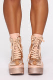 On What Grounds Platform Bootie - Rose Gold