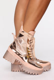 On What Grounds Platform Bootie - Rose Gold