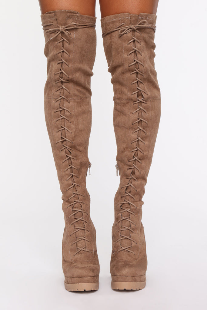 Ready Set Go Heeled Boots - Taupe