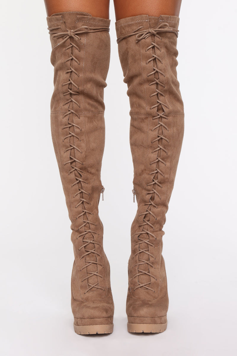 Ready Set Go Heeled Boots - Taupe