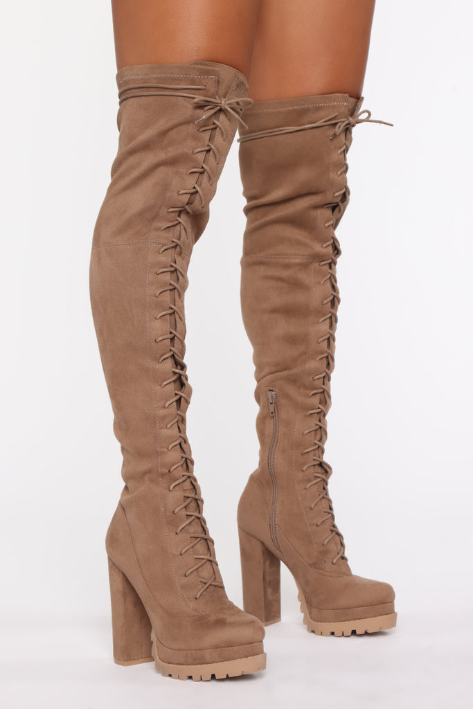 Ready Set Go Heeled Boots - Taupe