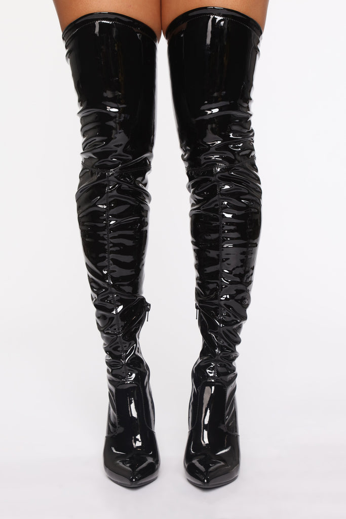 Just Playing Heeled Boots - Patent Black