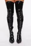 Just Playing Heeled Boots - Patent Black
