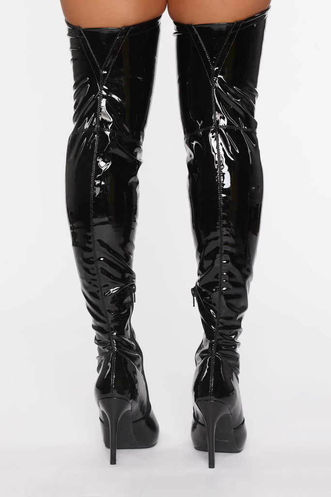 Just Playing Heeled Boots - Patent Black