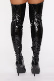 Just Playing Heeled Boots - Patent Black