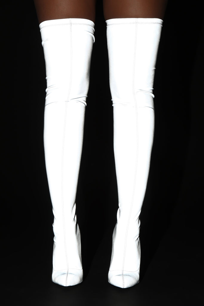 Not My Problem Reflective Heeled Boots - Silver