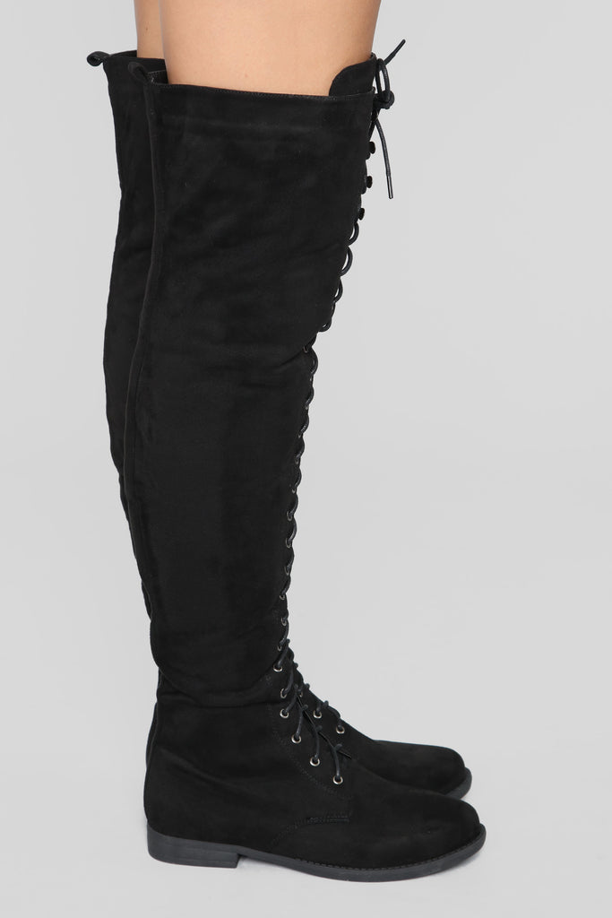 Tall Talk Flat Boot - Black