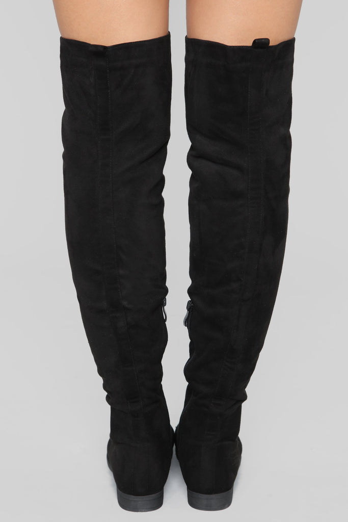 Tall Talk Flat Boot - Black