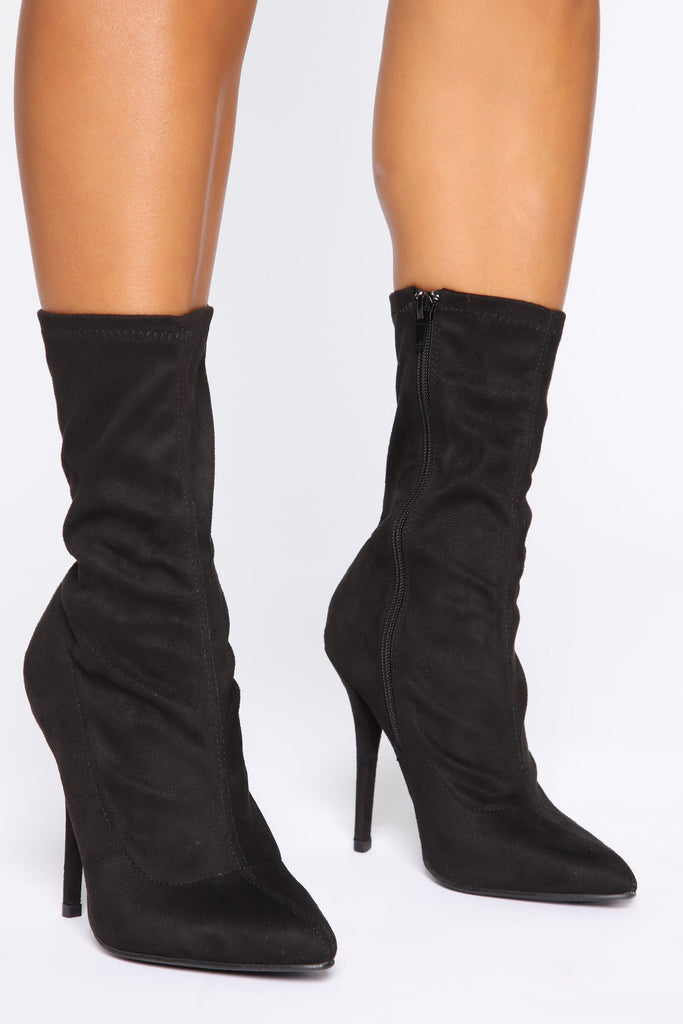 No Snakes Allowed Heel Bootie - Black