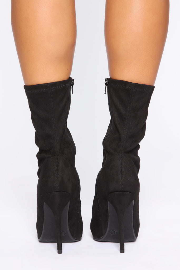 No Snakes Allowed Heel Bootie - Black