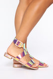 Quite The Reflection Flat Sandals - Orange/Multi