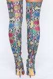 Exotica Heeled Boots - Multi Snake
