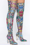 Exotica Heeled Boots - Multi Snake
