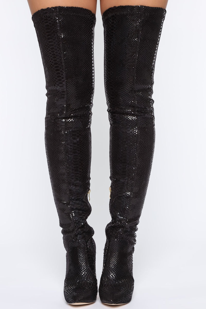 Go Get it Girl Heeled Boots - Black Snake