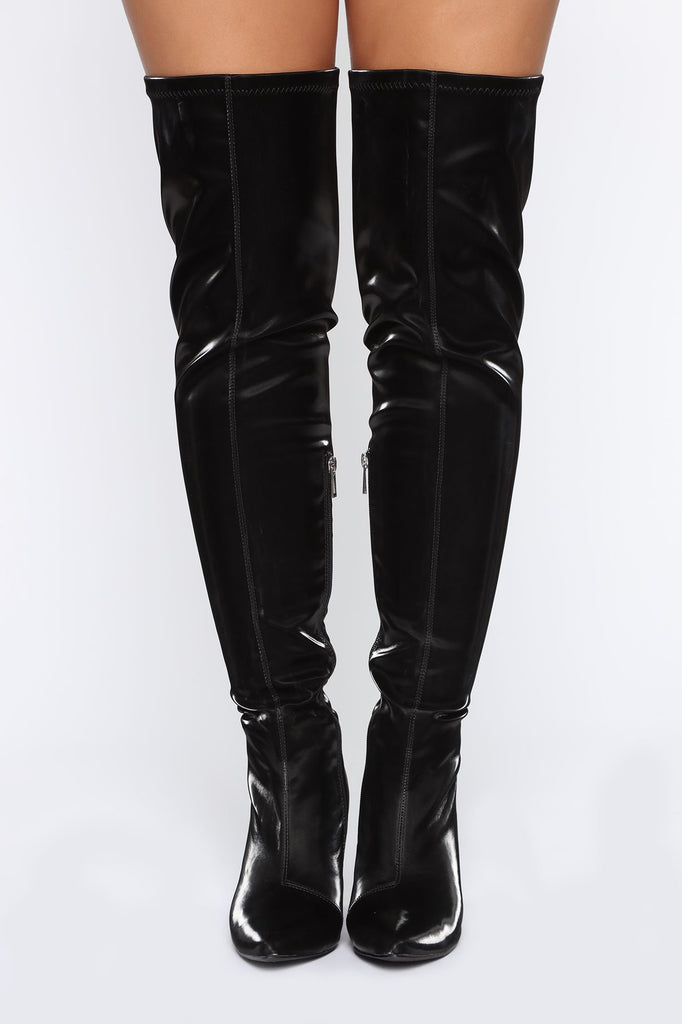 Try Another Time Over The Knee Boots - Black