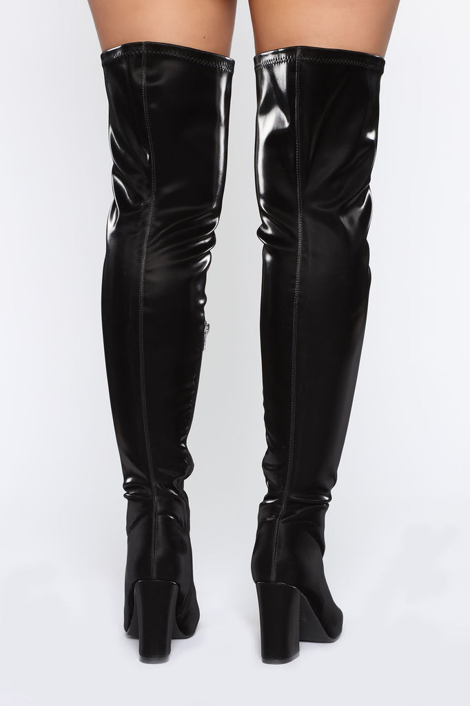 Try Another Time Over The Knee Boots - Black