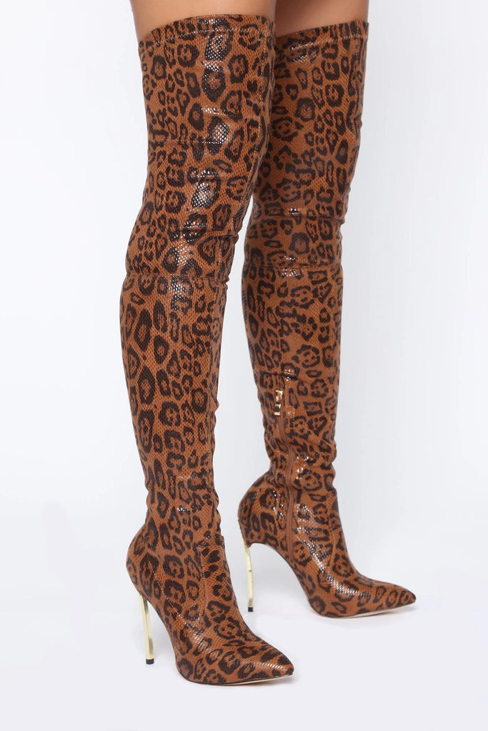 Go Get it Girl Heeled Boots - Leopard