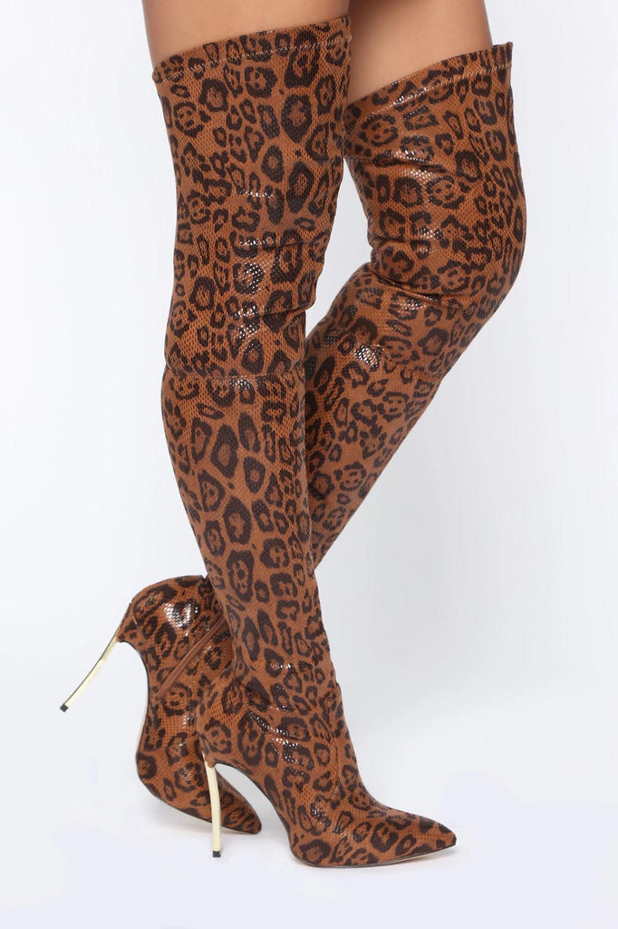 Go Get it Girl Heeled Boots - Leopard
