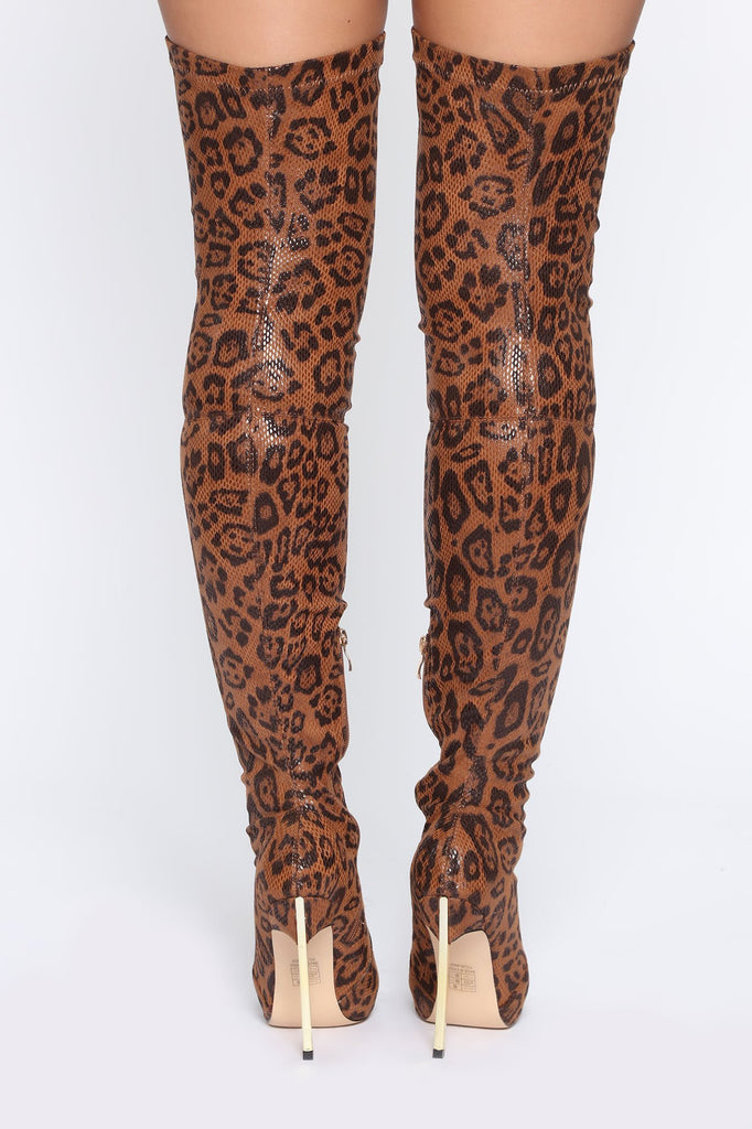 Go Get it Girl Heeled Boots - Brown Leopard